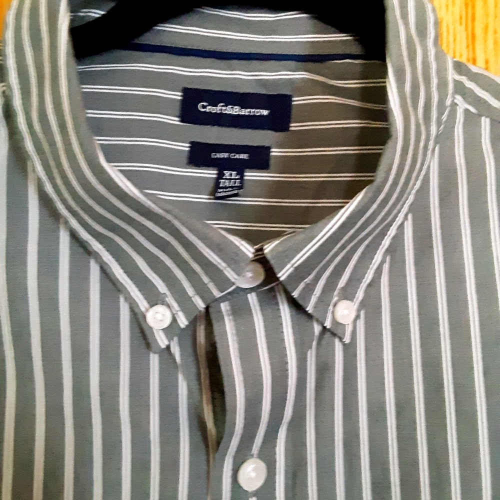 Men' striped gray/white long sleeve shirt XL Tall